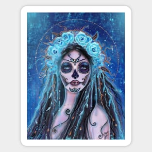 Day of the dead Blue Rosie By Renee Lavoie Sticker